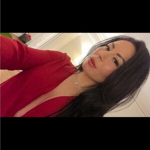 BCBGMaxAzria Bold Red V-Neck Top